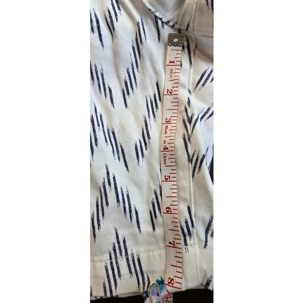JACHS NY Men's White & Navy‎ Zigzag Chino Shorts Cotton Stretch Casual Preppy 32